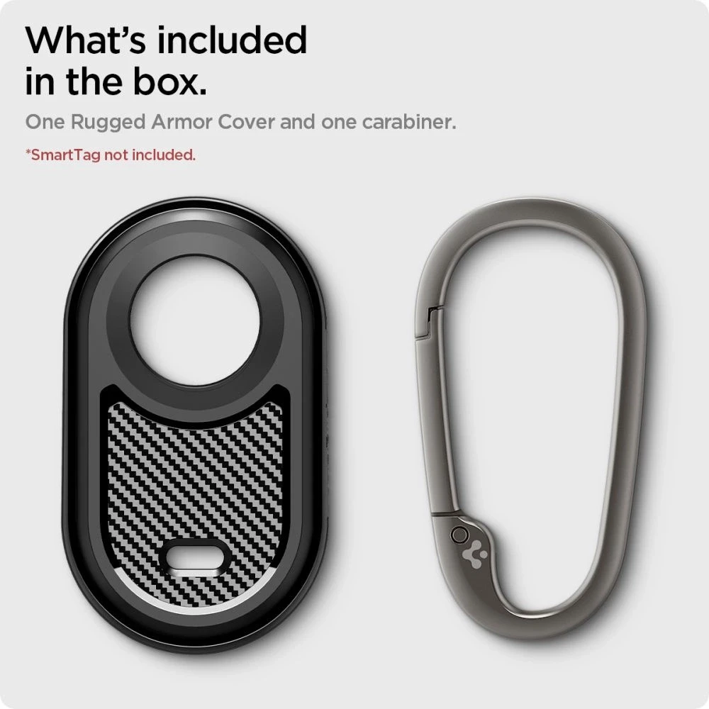 Spigen Rugged Armor – dėklas skirtas Samsung Galaxy SmartTag 2 Juodas