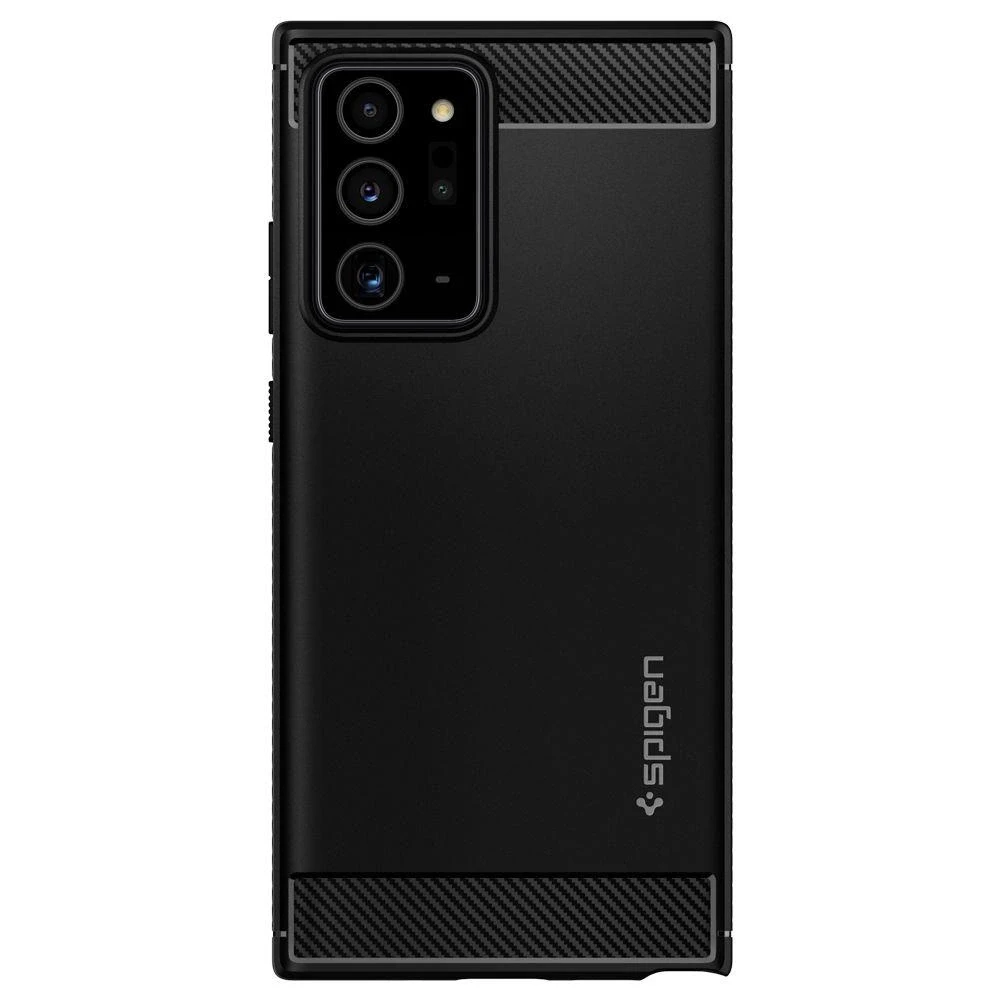 Dėklas Spigen Rugged Armor, juodos spalvos – Samsung Galaxy Note20 Ultra