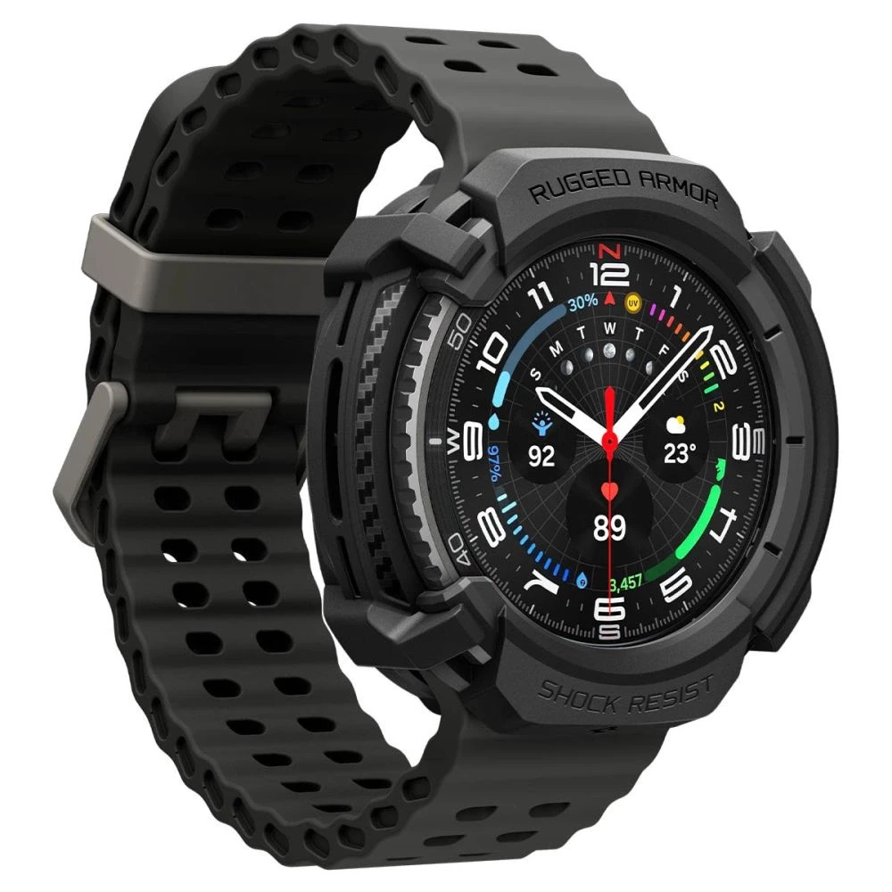 „Spigen Rugged Armor“, matinis juodas - „Galaxy Watch 8 Classic“ (46 mm)