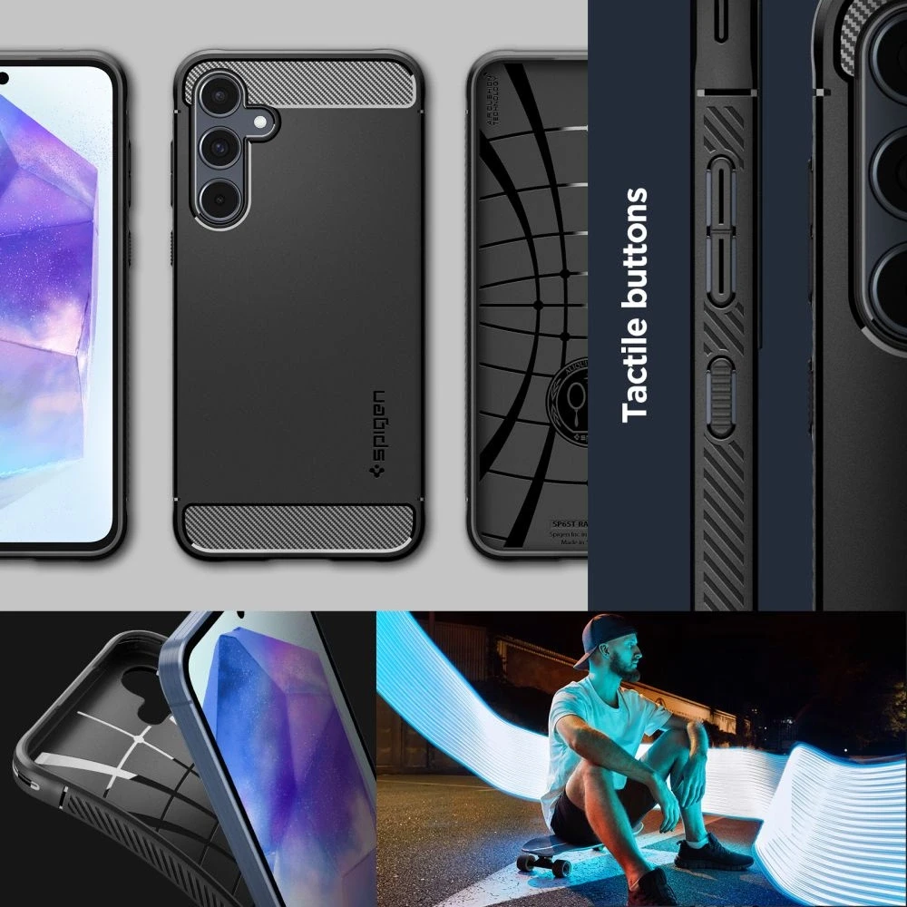 Samsung Galaxy A55 5G Spigen Rugged Armor Matte dėklas telefonui juodos spalvos
