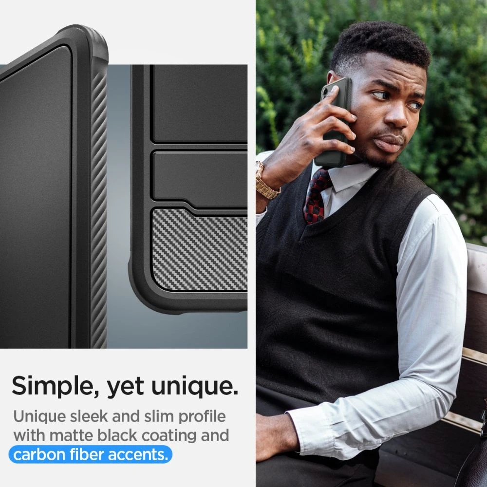 Samsung Galaxy S24 Spigen Rugged Armor Matte dėklas telefonui juodos spalvos