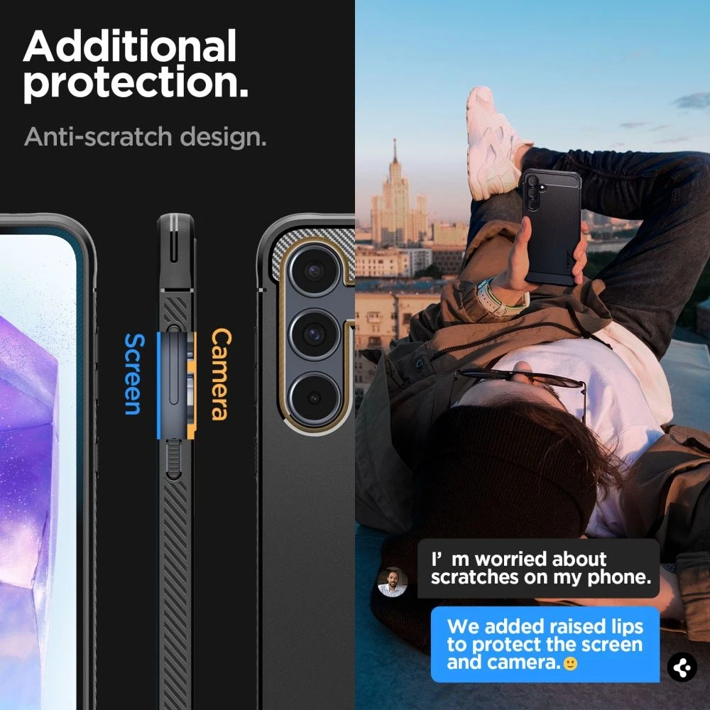 Samsung Galaxy A55 5G Spigen Rugged Armor Matte dėklas telefonui juodos spalvos