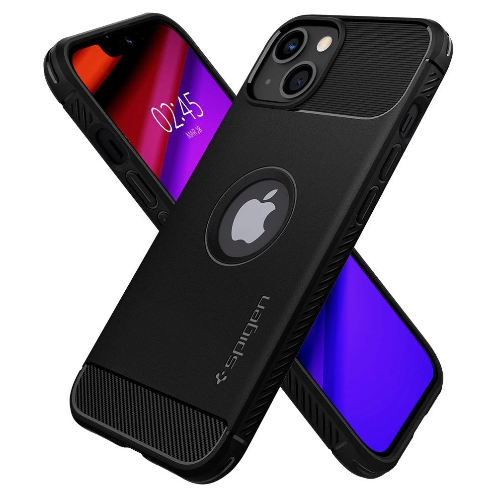 Dėklas Spigen Rugged Armor Apple iPhone 13 matinės juodos spalvos