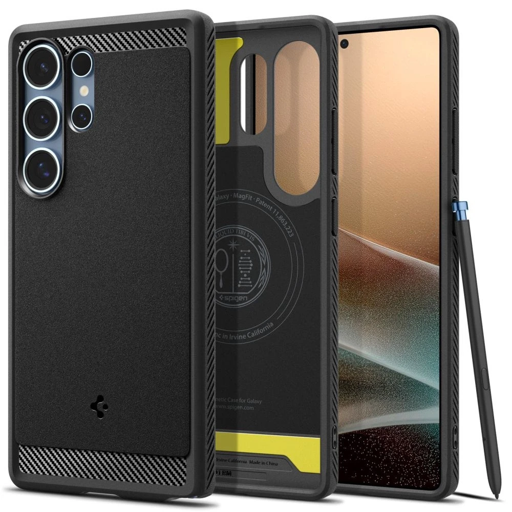 Spigen Rugged Armor Mag Samsung Galaxy S25 Ultra – dėklas telefonui juodos spalvos