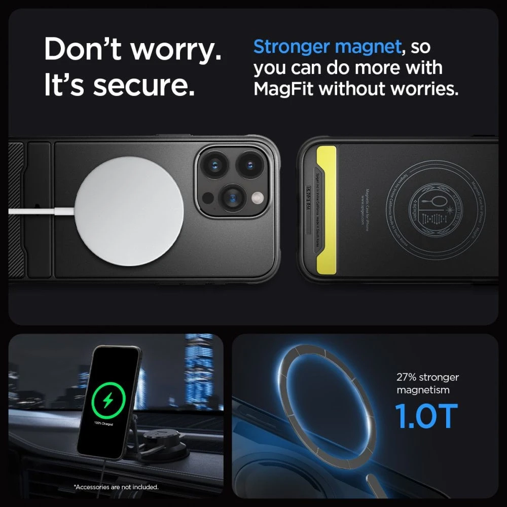 Apple iPhone 15 Pro Max Spigen Rugged Armor MagSafe Matte telefono dėklas juodos spalvos