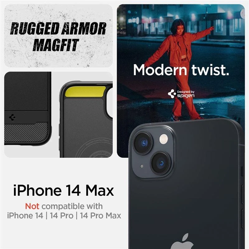 Dėklas SPIGEN RUGGED ARMOR MAG MAGSAFE IPHONE 14 PLUS/ 15 PLUS MATTE Juodas