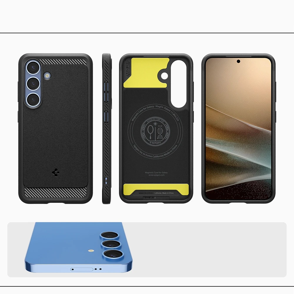 Dėklas Spigen Rugged Armor MagSafe, matinės juodos spalvos – Samsung Galaxy S25+