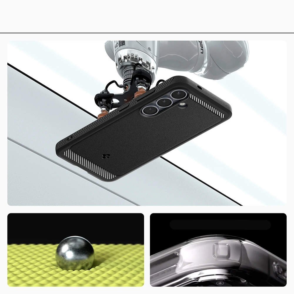 Dėklas Spigen Rugged Armor MagSafe, matinės juodos spalvos – Samsung Galaxy S25+