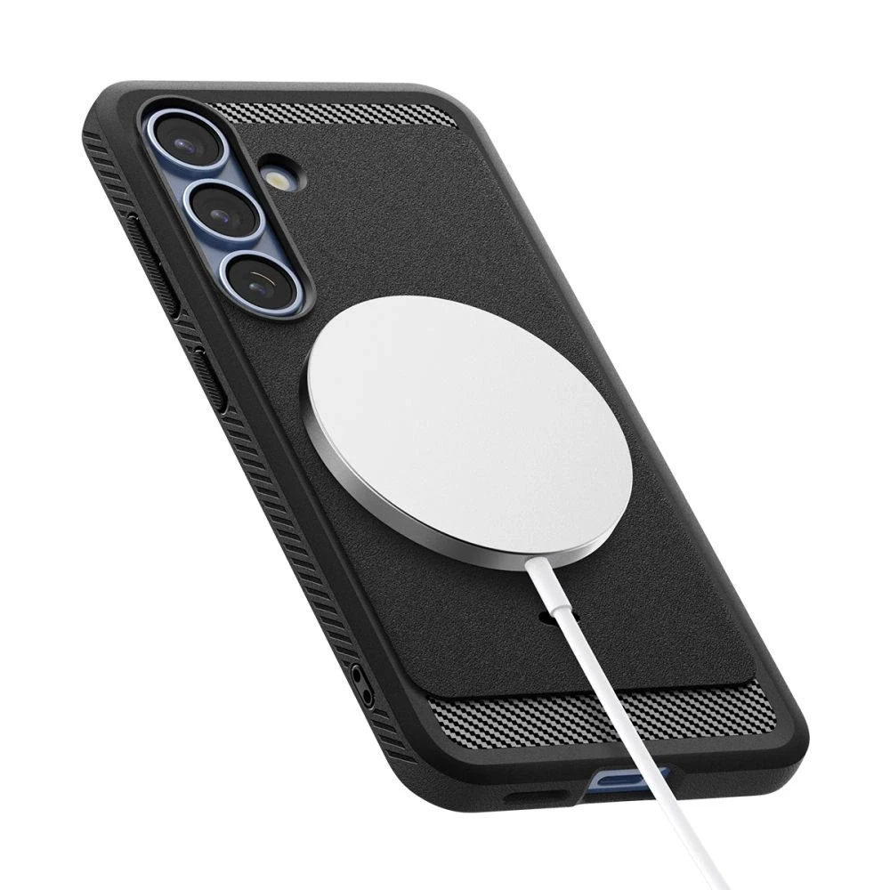 Spigen Rugged Armor Mag MagSafe Samsung Galaxy S25 – Matte dėklas telefonui juodos spalvos