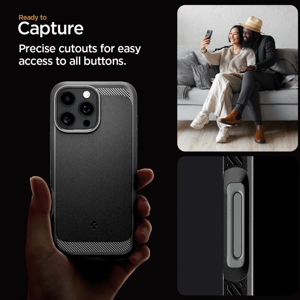 Dėklas Spigen Rugged Armor MagSafe do Apple iPhone 16 Pro Max – dėklas telefonui juodos spalvos
