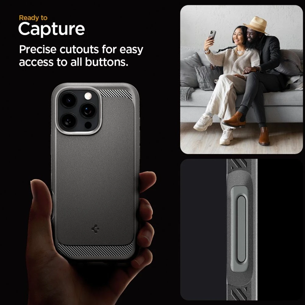 Dėklas Spigen Rugged Armor MagSafe do Apple iPhone 16 Pro – dėklas telefonui pilkos spalvos