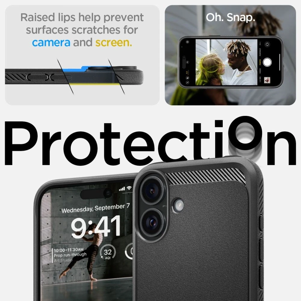 Spigen dėklas RUGGED ARMOR MAG compatible su MagSafe skirtas Apple iPhone 16 matte juodos spalvos