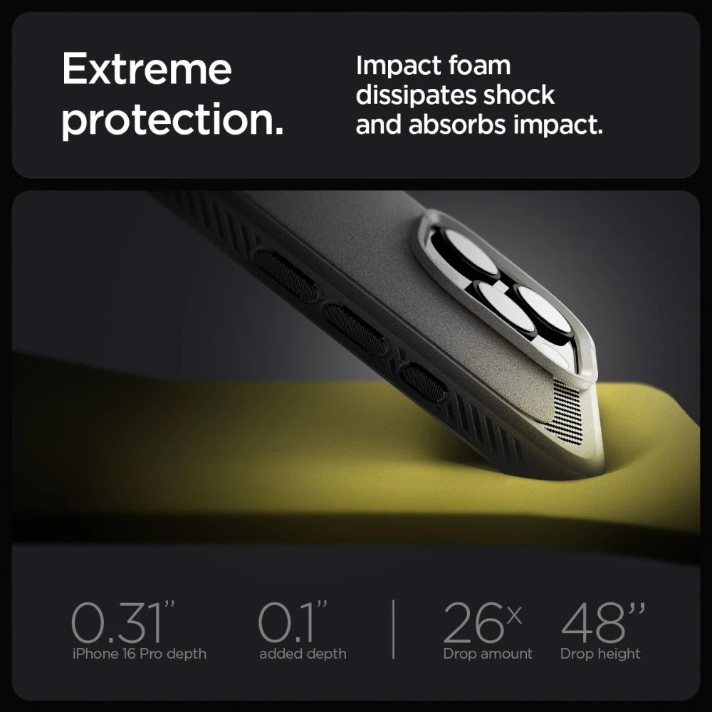 Spigen Rugged Armor MagSafe do Apple iPhone 16 Pro Max – dėklas telefonui pilkos spalvos