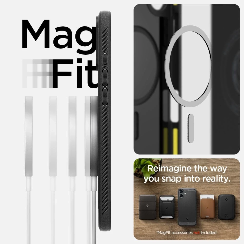 Spigen dėklas RUGGED ARMOR MAG compatible su MagSafe skirtas Apple iPhone 16 matte juodos spalvos
