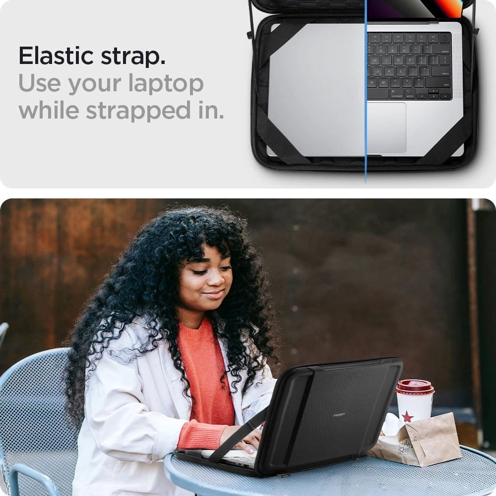 Spigen Rugged Armor Pro, juodos spalvos – MacBook Pro 14″ M5 2025/M4 2024/M3 2023/M2 2023/M1 2021