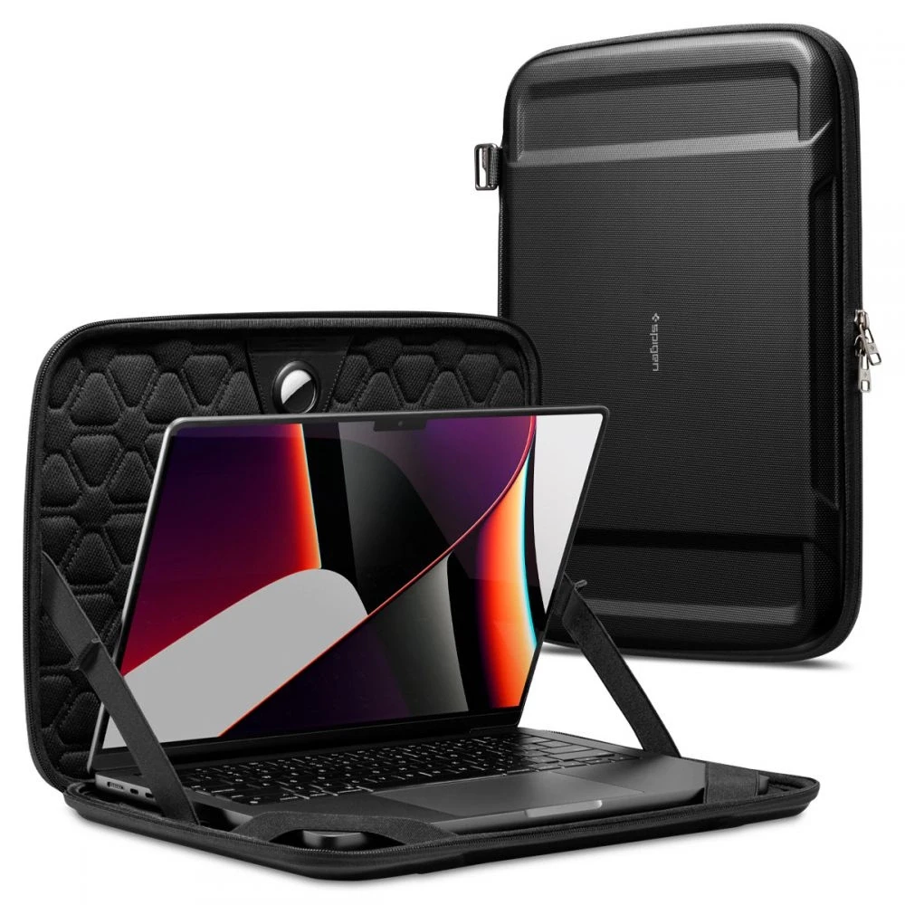 Spigen Rugged Armor Pro, juodos spalvos – MacBook Pro 14″ M5 2025/M4 2024/M3 2023/M2 2023/M1 2021