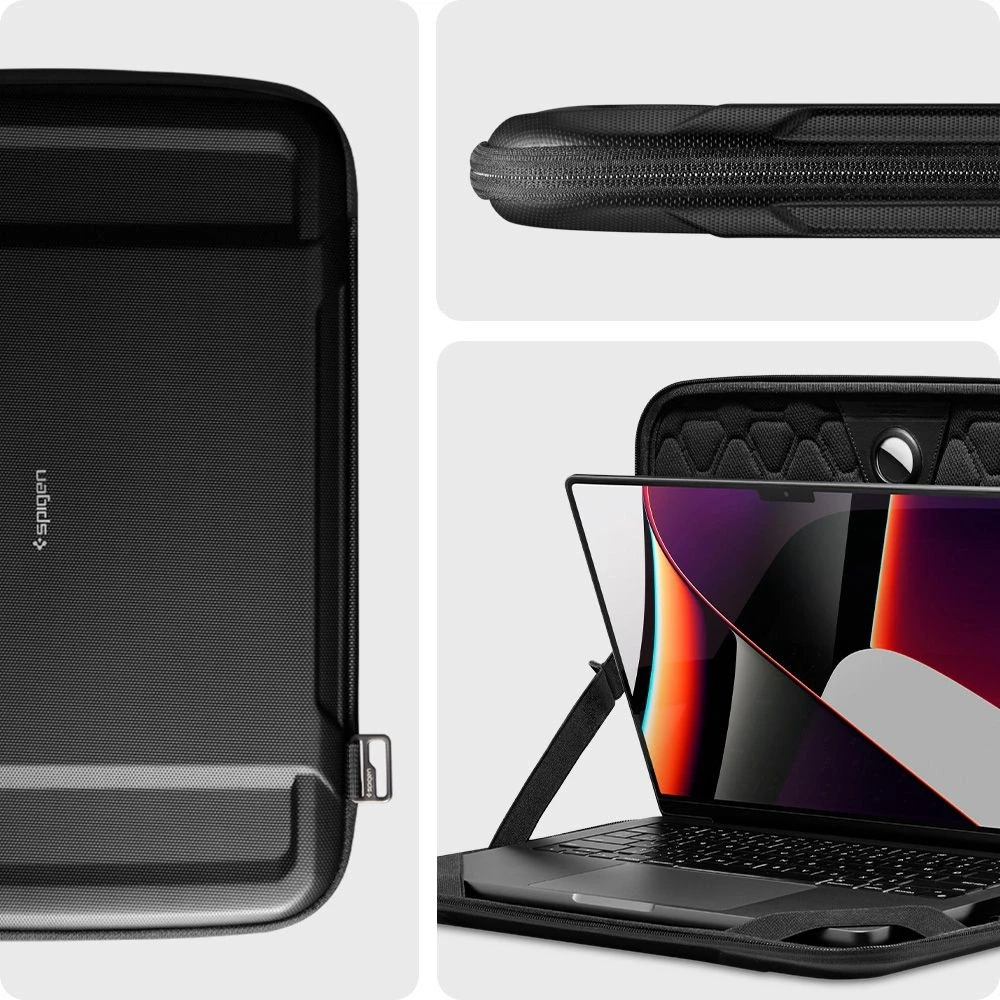 Spigen Rugged Armor Pro, juodos spalvos – MacBook Pro 14″ M5 2025/M4 2024/M3 2023/M2 2023/M1 2021