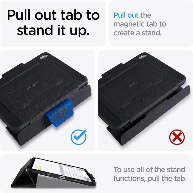 Spigen Rugged Armor Pro, juodos spalvos – Apple iPad Air 10.9″ (2022/2020)/11″ 2024/2025/2026