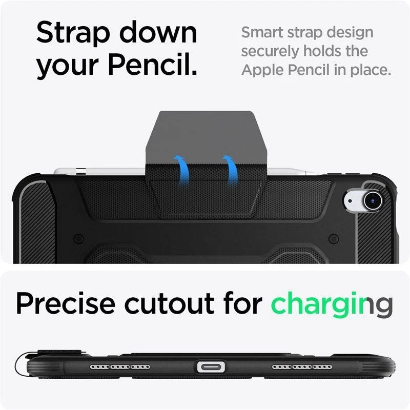 Spigen Rugged Armor Pro, juodos spalvos – Apple iPad Air 10.9″ (2022/2020)/11″ 2024/2025/2026
