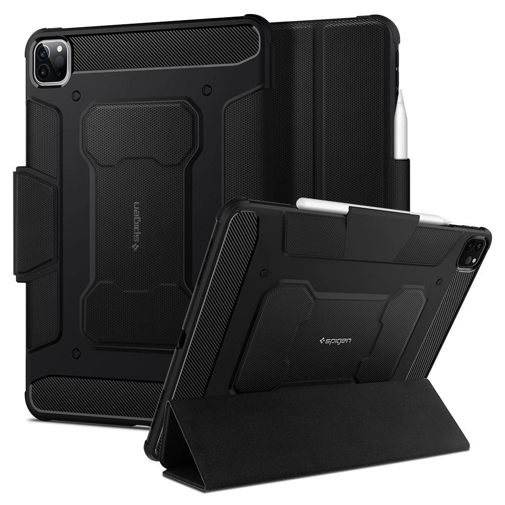 Planšetinio kompiuterio dėklas Spigen Rugged Armor Pro skirtas iPad Pro 11 2018/2020, juodas