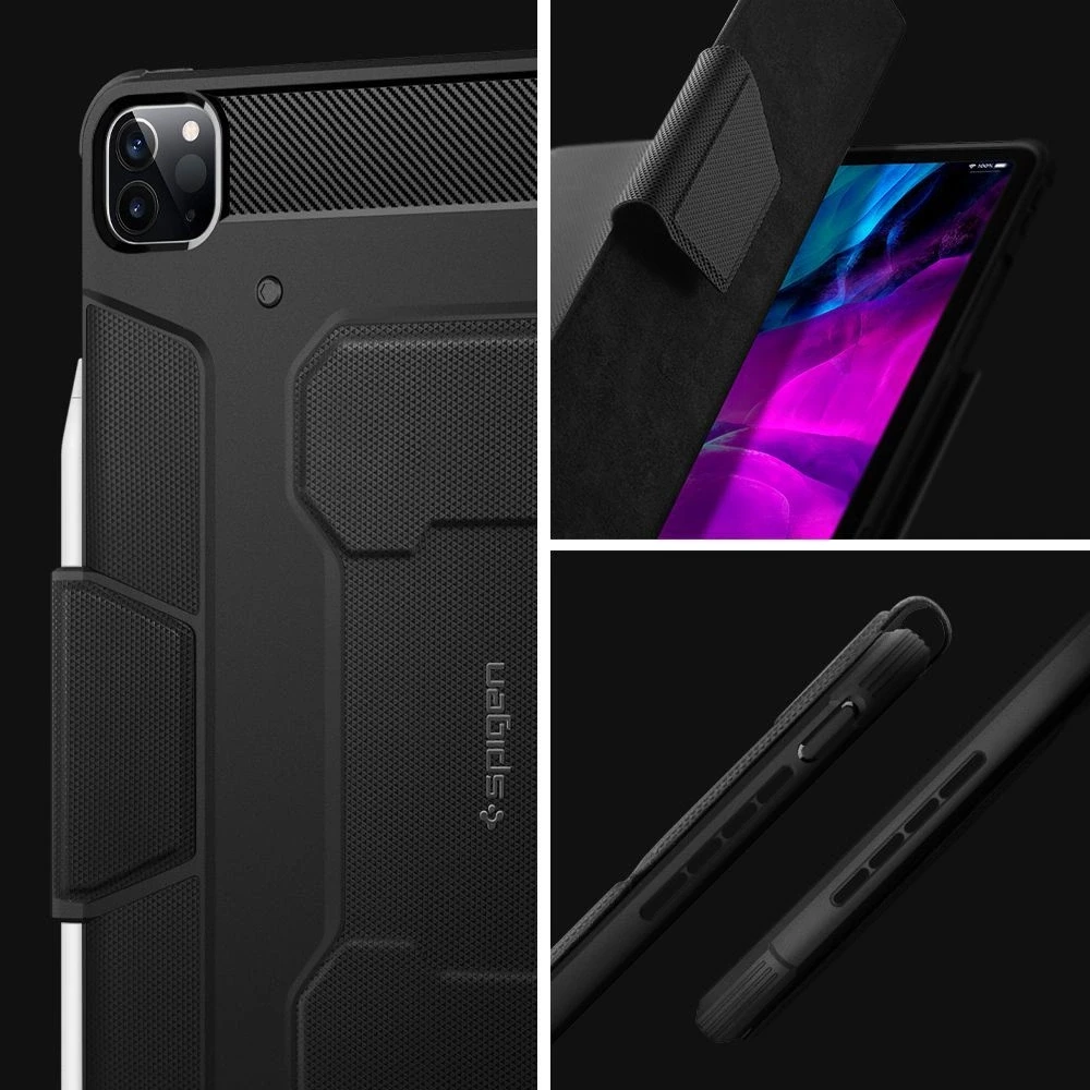 Planšetinio kompiuterio dėklas Spigen Rugged Armor Pro skirtas iPad Pro 11 2018/2020, juodas