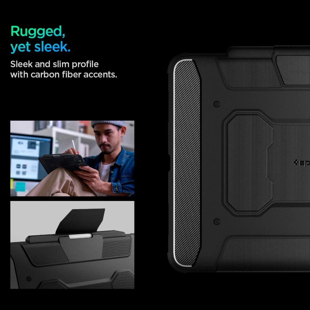 Spigen Rugged Armor Pro – dėklas skirtas Apple iPad Pro 13 M5,2025 / M4, 2024 Juodas