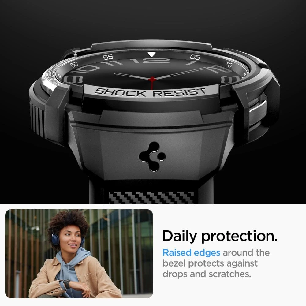 Spigen Rugged Armor Pro, juodos spalvos – Samsung Galaxy Watch6 Classic 47mm