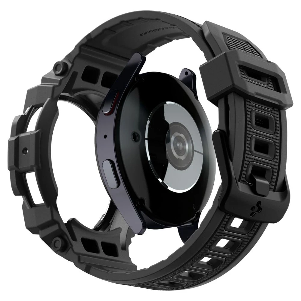 „Spigen Rugged Armor Pro“ – dirželis + dėklas, skirtas „Samsung Galaxy Watch 7“ 44 mm (matinis juodas)