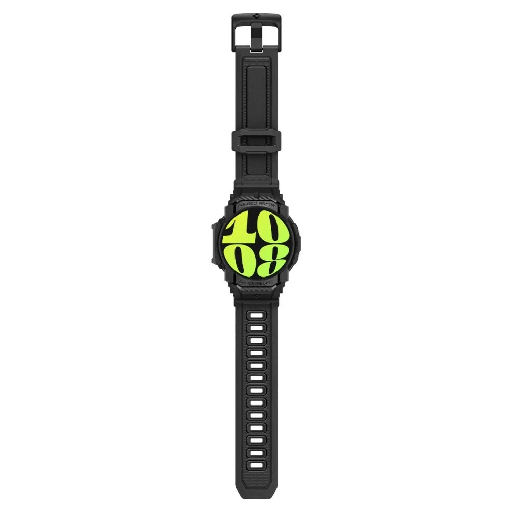 „Spigen Rugged Armor Pro“ – dirželis + dėklas, skirtas „Samsung Galaxy Watch 7“ 40 mm (matinis juodas)