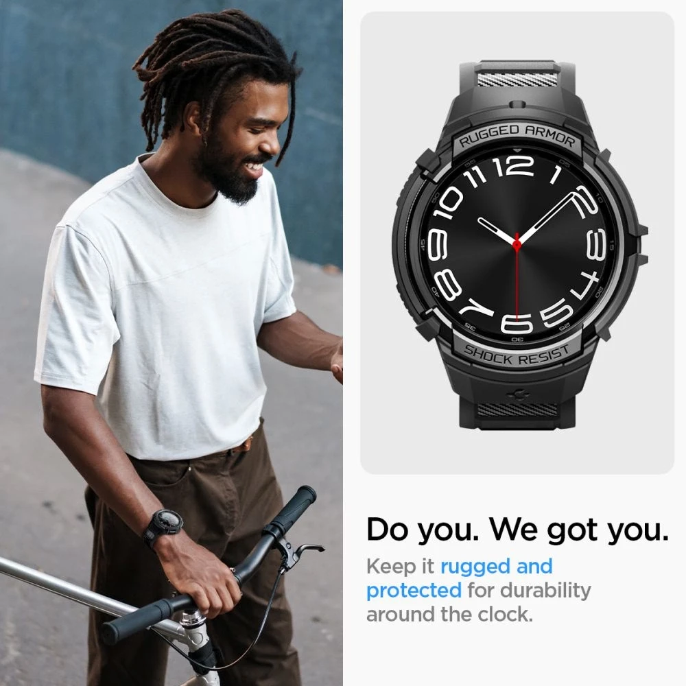 Spigen Rugged Armor Pro, juodos spalvos – Samsung Galaxy Watch6 Classic 47mm