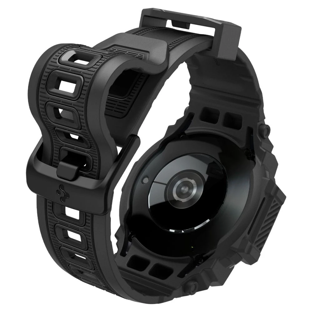 „Spigen Rugged Armor Pro“ – dirželis + dėklas, skirtas „Samsung Galaxy Watch 7“ 44 mm (matinis juodas)