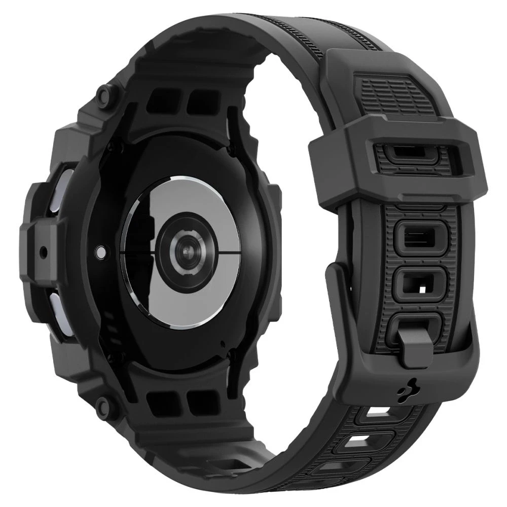 „Spigen Rugged Armor Pro“ – dirželis + dėklas, skirtas „Samsung Galaxy Watch 7“ 44 mm (matinis juodas)