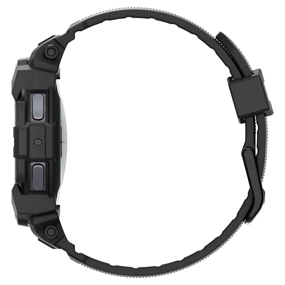 „Spigen Rugged Armor Pro“ – dirželis + dėklas, skirtas „Samsung Galaxy Watch 7“ 44 mm (matinis juodas)