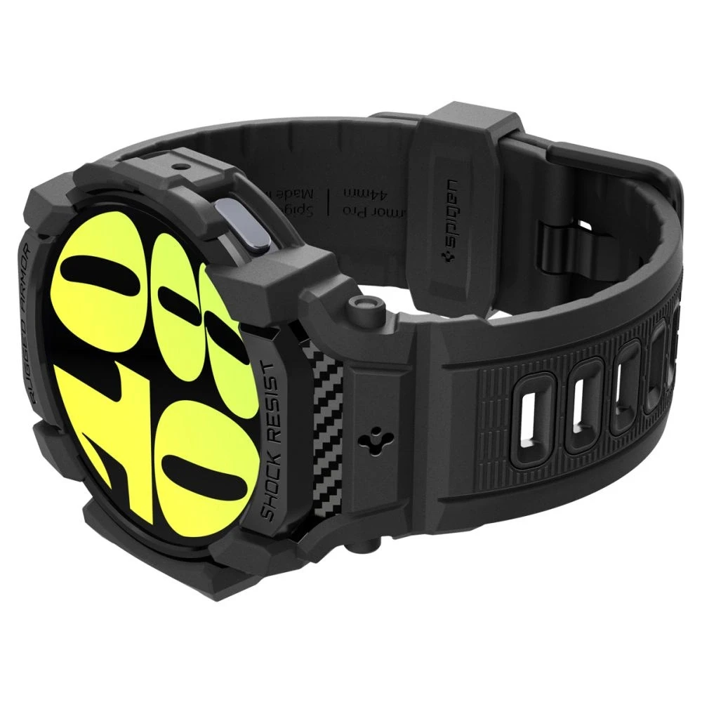 „Spigen Rugged Armor Pro“ – dirželis + dėklas, skirtas „Samsung Galaxy Watch 7“ 40 mm (matinis juodas)