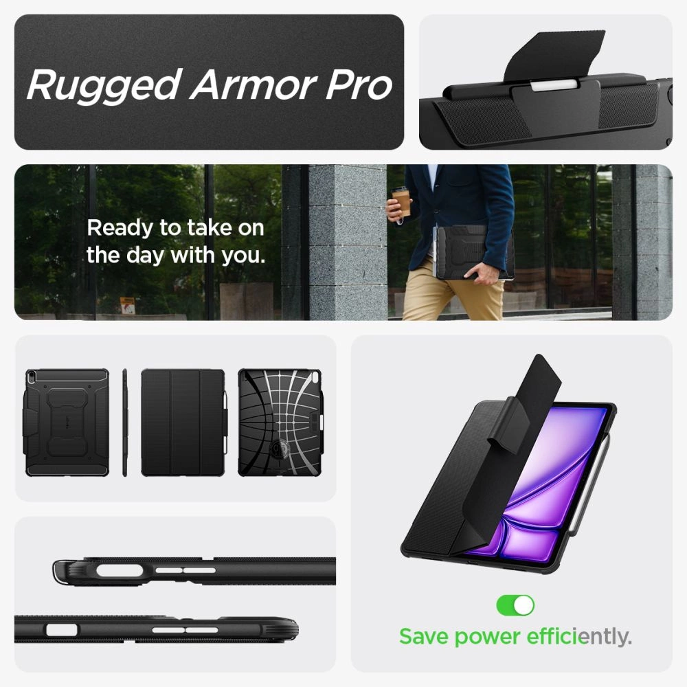 Spigen Rugged Armor Pro, juodas – Apple iPad Air 13″ (2026/2025/2024)