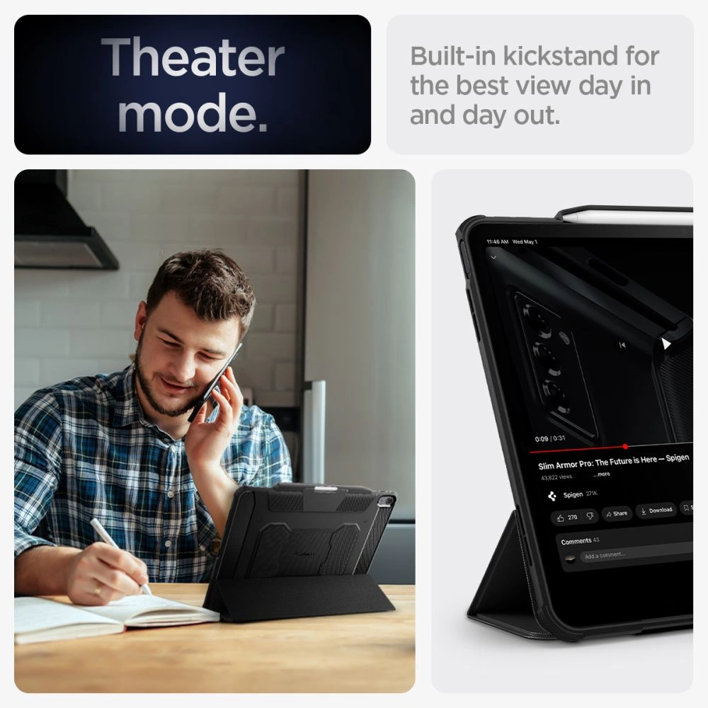 Spigen Rugged Armor Pro, juodas – Apple iPad Air 13″ (2026/2025/2024)