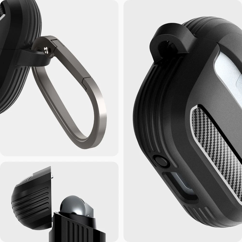 Samsung Galaxy Buds 3 / 3 Pro Spigen Rugged Armor Matte dėklas ausinėms juodos spalvos
