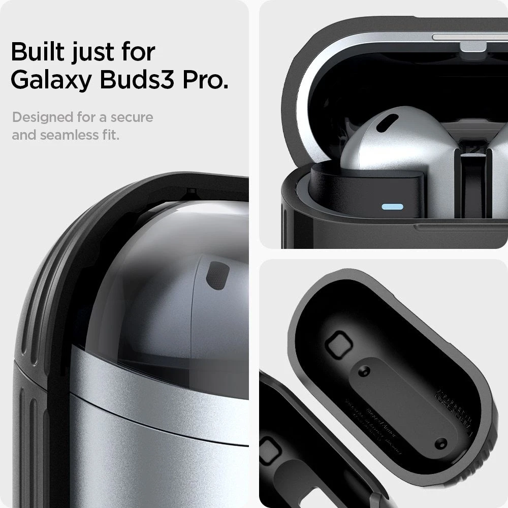 Samsung Galaxy Buds 3 / 3 Pro Spigen Rugged Armor Matte dėklas ausinėms juodos spalvos