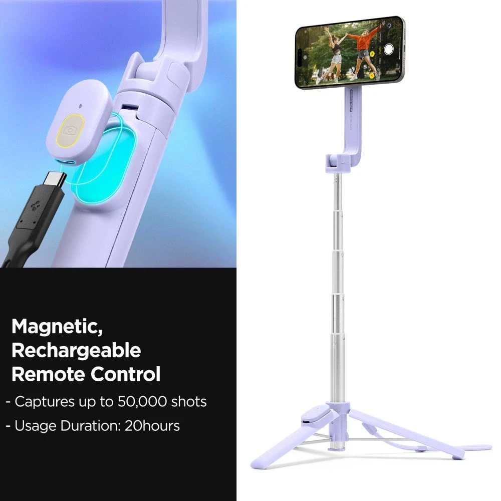 Spigen MagSafe Tripod Selfie Stick, lavender