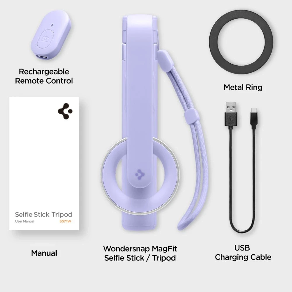 Spigen MagSafe Tripod Selfie Stick, lavender