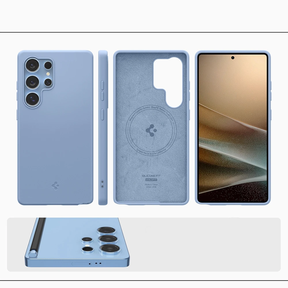 Spigen Silicone Fit Mag Samsung Galaxy S25 Ultra – dėklas telefonui mėlynos spalvos