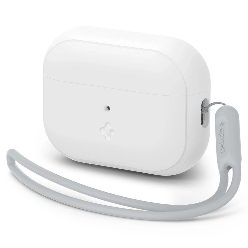 Spigen Silikoninis dėklas Silicone Fit baltas + pilkas dirželis - AirPods Pro (2-os kartos)