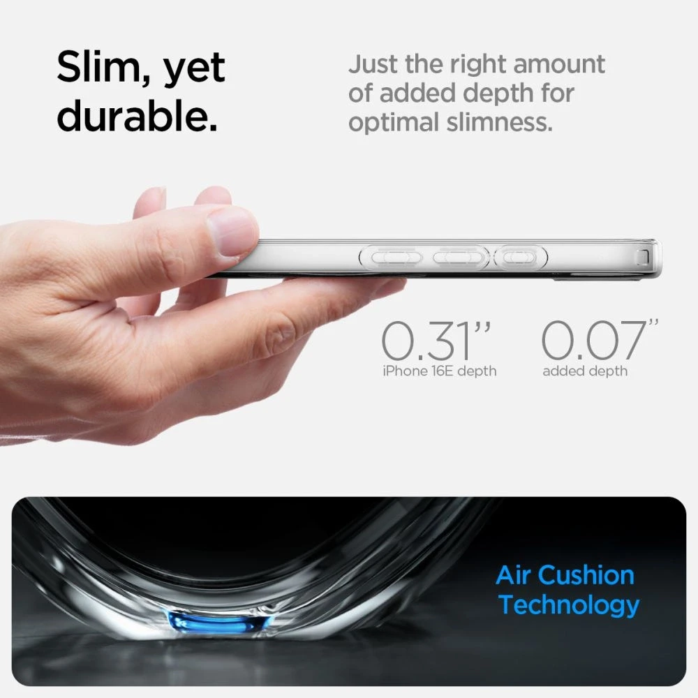 „Spigen Liquid Crystal MagSafe“ dėklas, skirtas „iPhone 16e / 17e“ – skaidrus
