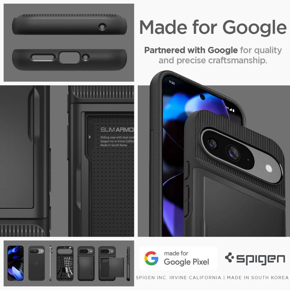 Spigen Slim Armor CS – dėklas skirtas Google Pixel 9 / 9 Pro Juodas