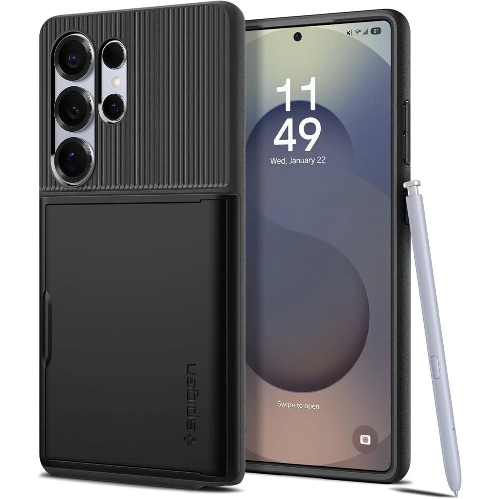 Spigen Slim Armor CS – dėklas skirtas Samsung Galaxy S25 Ultra juodos spalvos