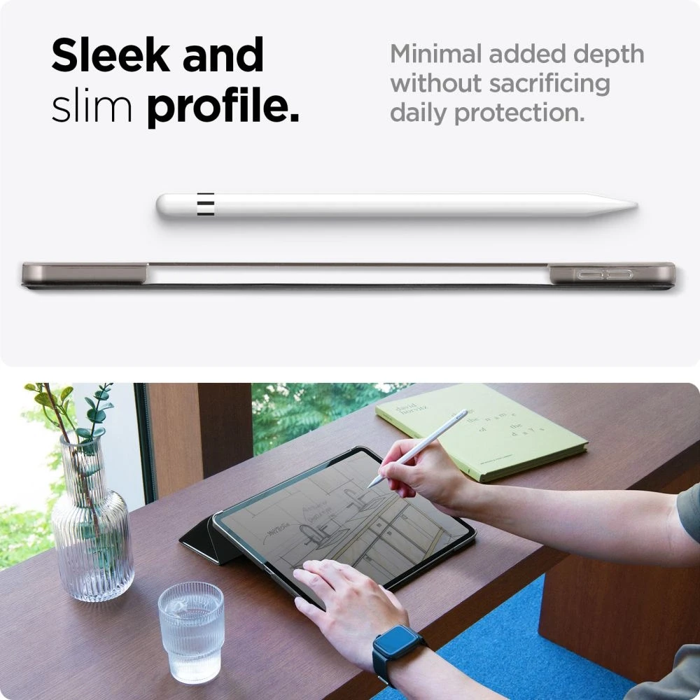 Spigen Smart Fold, juodos spalvos – Apple iPad Air 13″ 2024/2025/2026