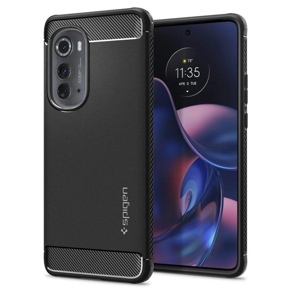 Dėklas Spigen Rugged Armor, juodas - Motorola Edge 2022