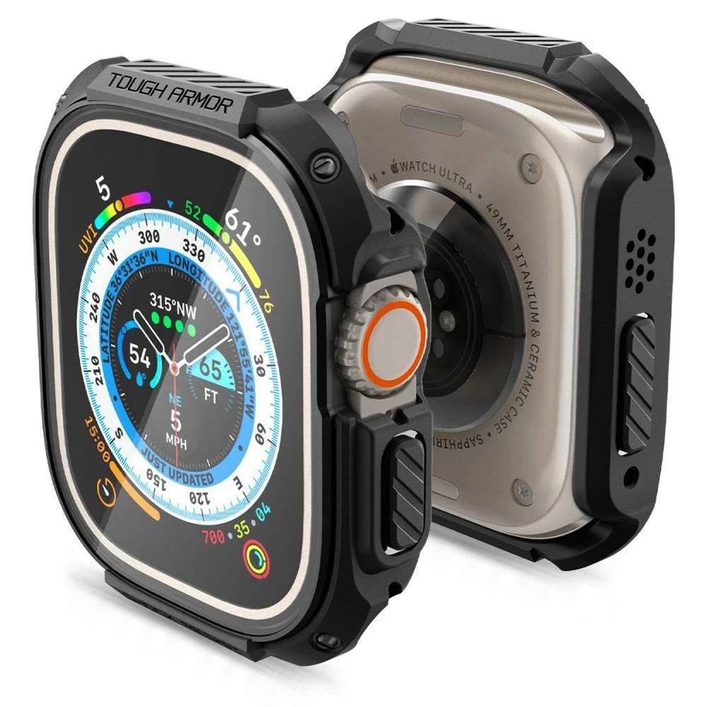 Dėklas „Spigen Tough Armor“, juodas - Apple Watch Ultra 2/Ultra 49mm