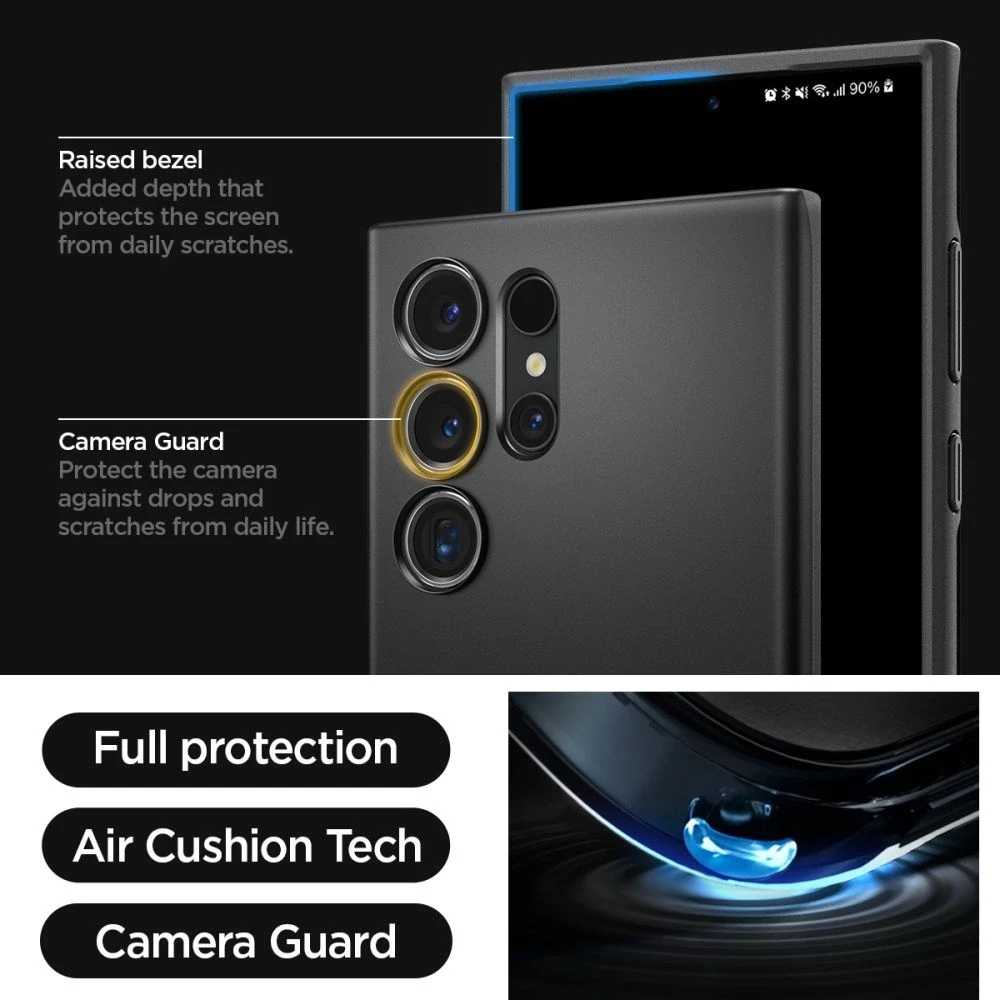 Spigen Thin Fit – dėklas skirtas Samsung Galaxy S24 Ultra Juodas