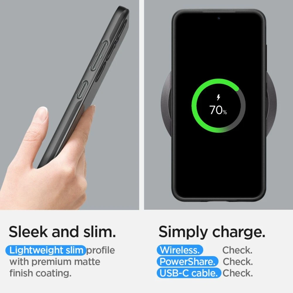 Samsung Galaxy S24 Spigen Thin Fit dėklas telefonui juodos spalvos